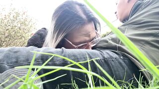 Powerful salami deepthroating in the park - Natalia Delgado