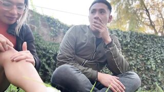 Powerful salami deepthroating in the park - Natalia Delgado