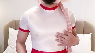 astolfo femboy catapults glass fake penis and jizzes