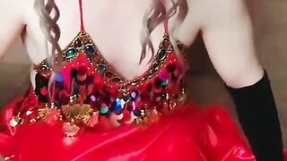Crimson Clothed Spectacular Adorable Young Femboy With Pretty Globes