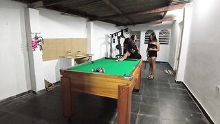 three super-hot chicks frolicking pool and getting super-naughty