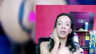Nathy Cross, a trans superslut, kneels to put her frigs in her rump and then plays with her homemade buttplug