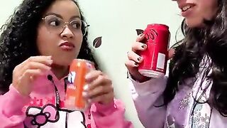 Burping Challenge Swallowing Soda Girl-girl Garrulous Duo