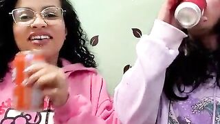 Burping Challenge Swallowing Soda Girl-girl Garrulous Duo