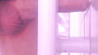 Drilling and Jizzing on Towel Dryer with 8" She-male Man-meat