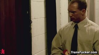 Johanna B And John Magnum Star Fucking Backstage Trans Collar Bondage Anal Male Sub