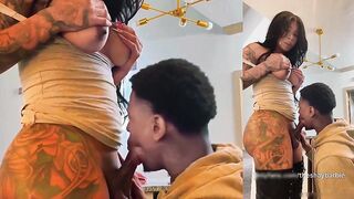 Handsome Lightskin Ebony TRANSSEXUAL Trades Fellatios W/ Her Guy