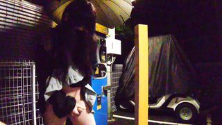 Adorable Crossdresser Unsheathed Outdoors and Ejaculated while Shamefaced.